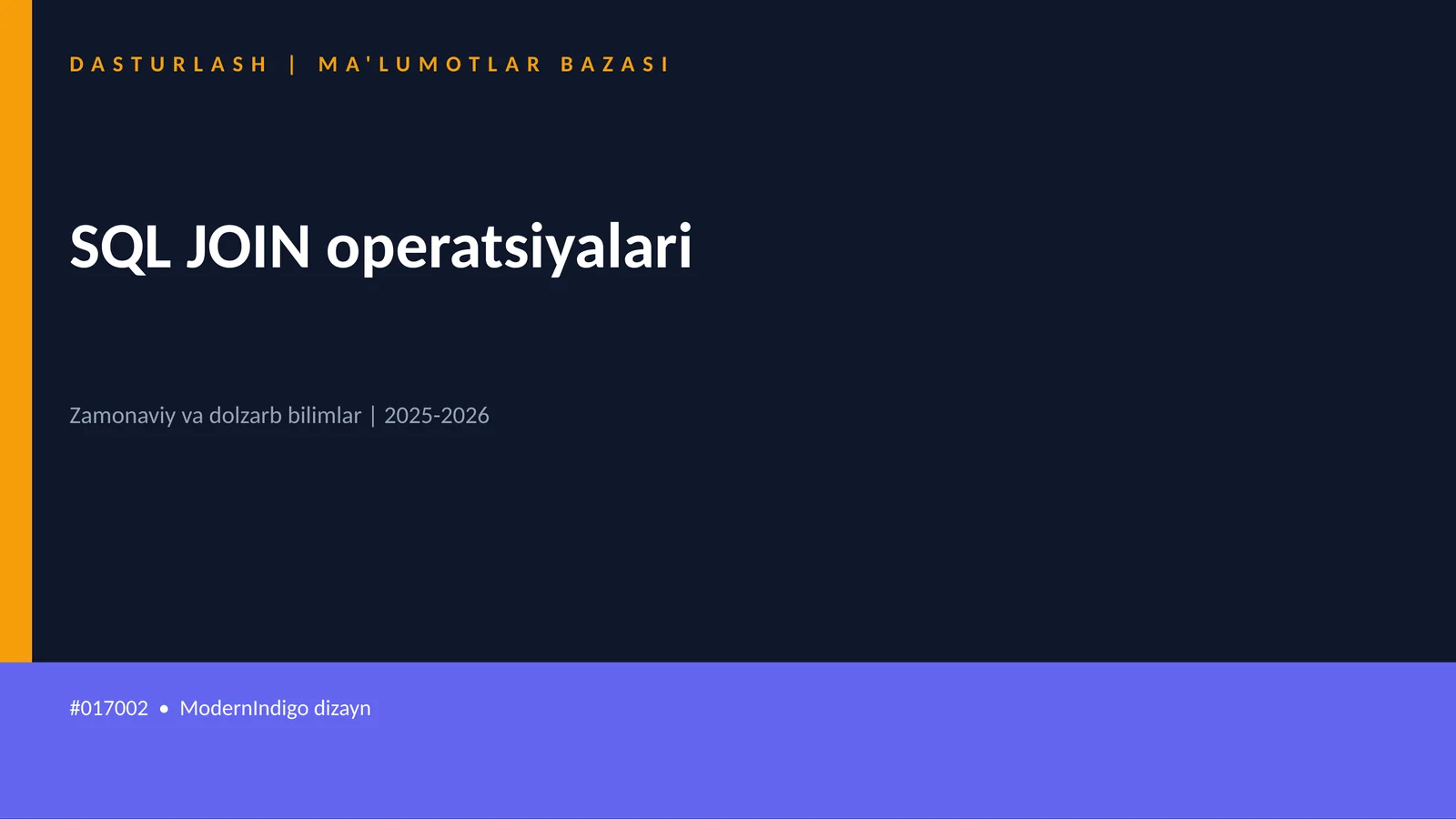 SQL JOIN operatsiyalari 1