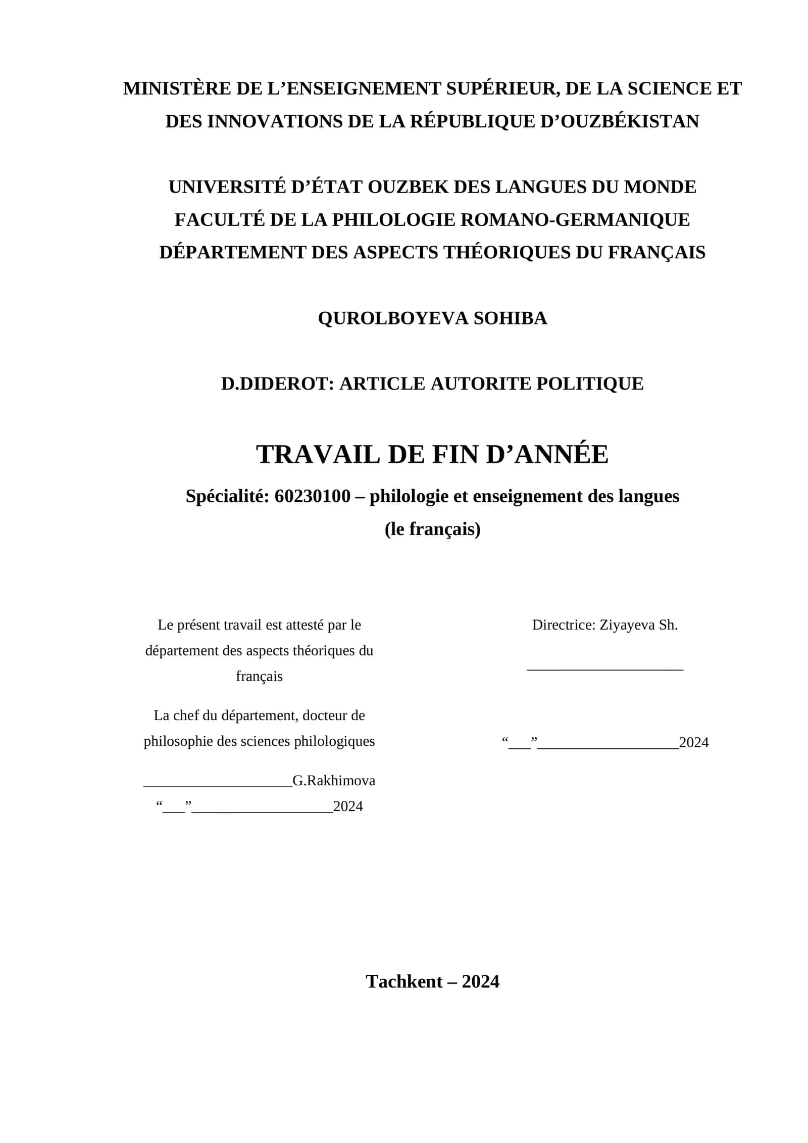 Denis Diderot: Siyosiy boshqaruv maqolasi 1