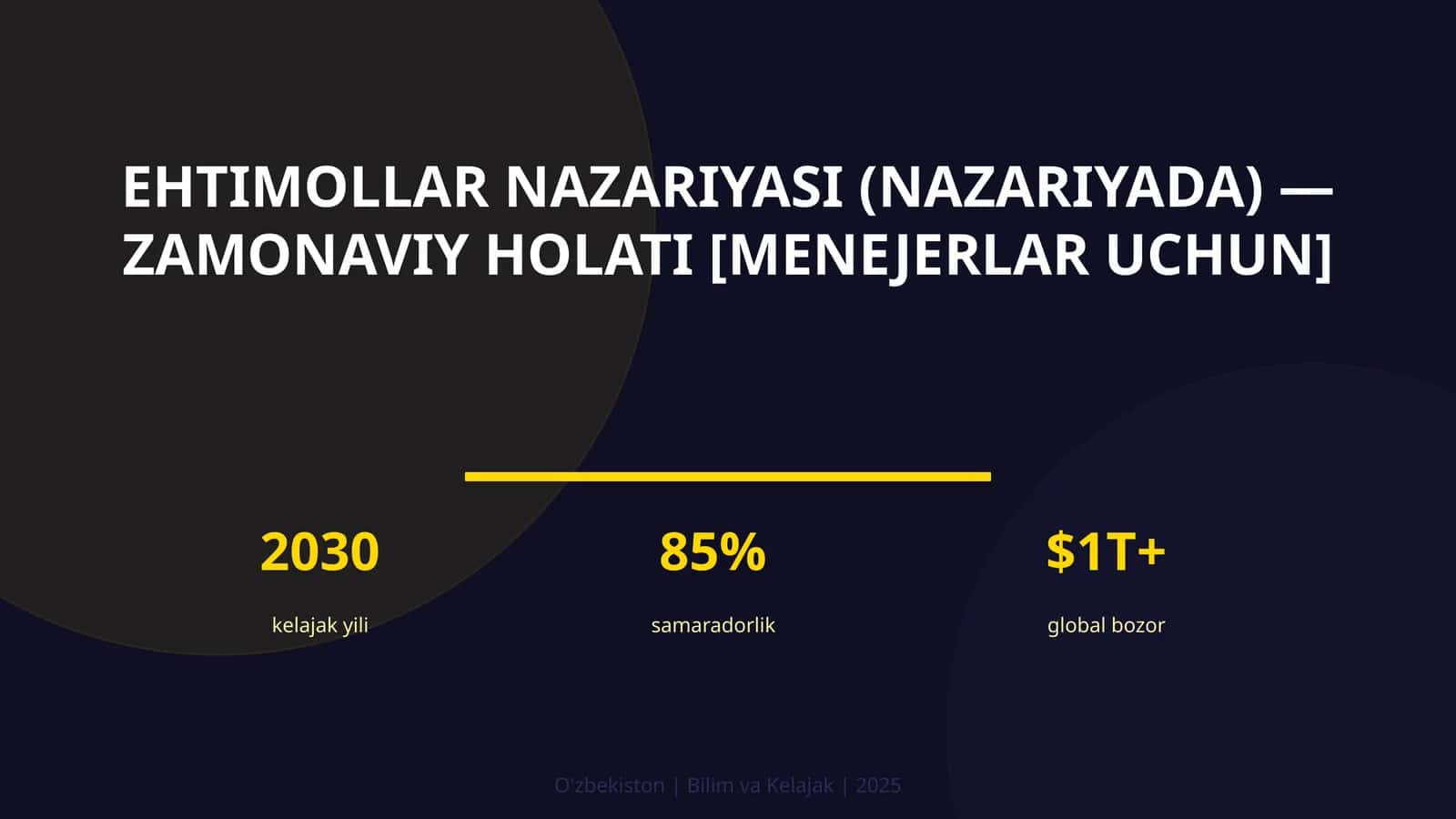 Ehtimollar nazariyasi (nazariyada) — zamonaviy holati [menejerlar uchun] 1