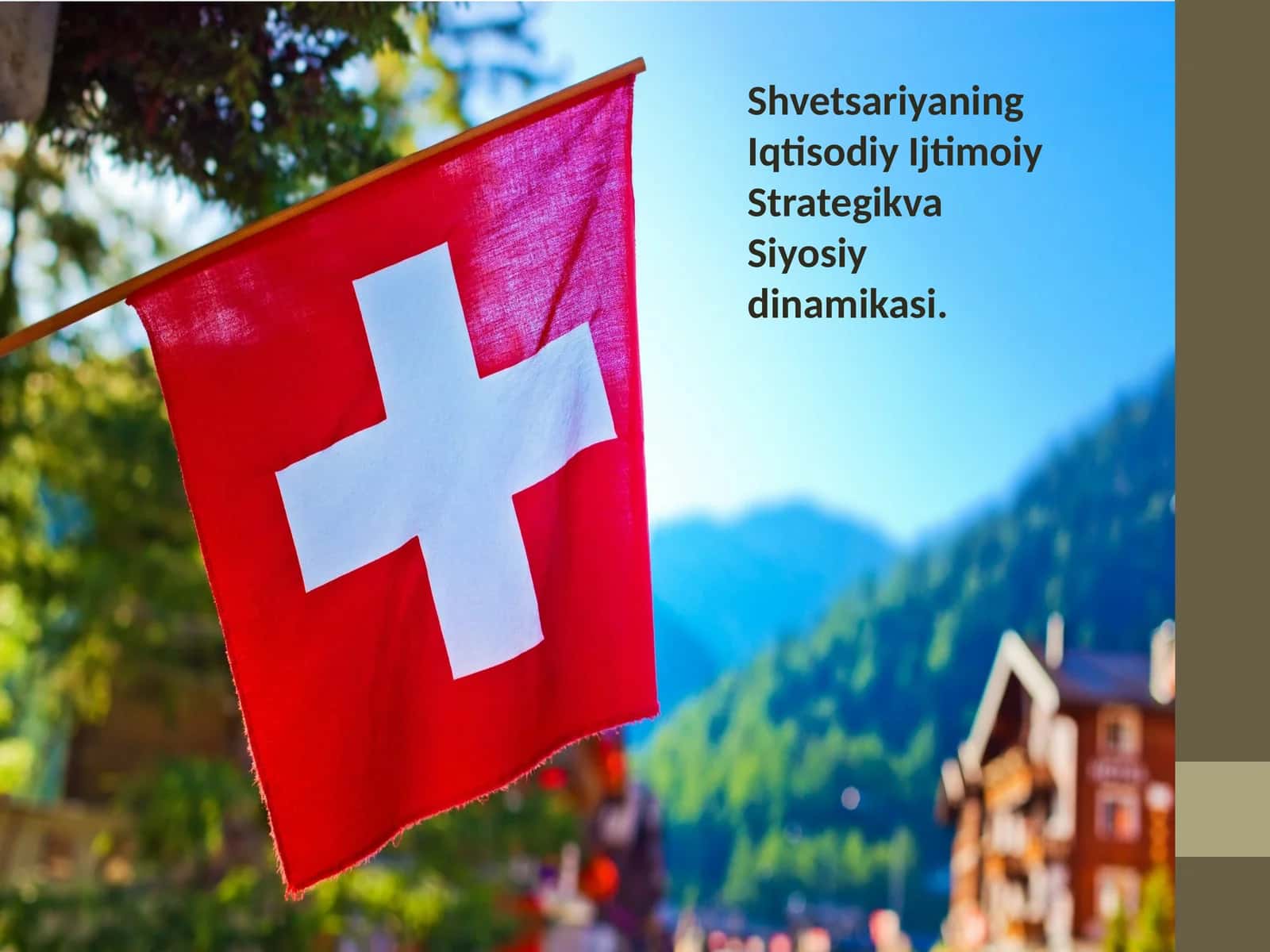 Shvetsariyaning Iqtisodiy-Ijtimoiy Strategik va Siyosiy dinamikasi. 1