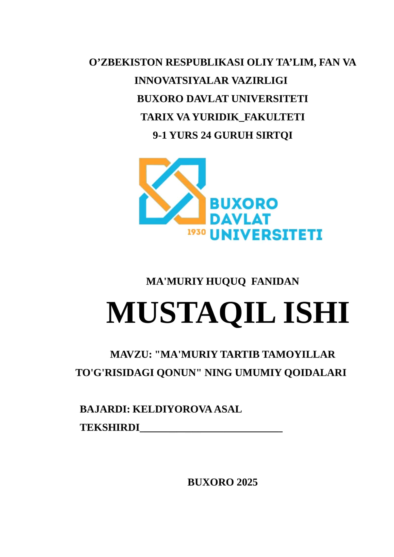 "MA'MURIY TARTIB TAMOYILLAR TO'G'RISIDAGI QONUN" NING UMUMIY QOIDALARI 1