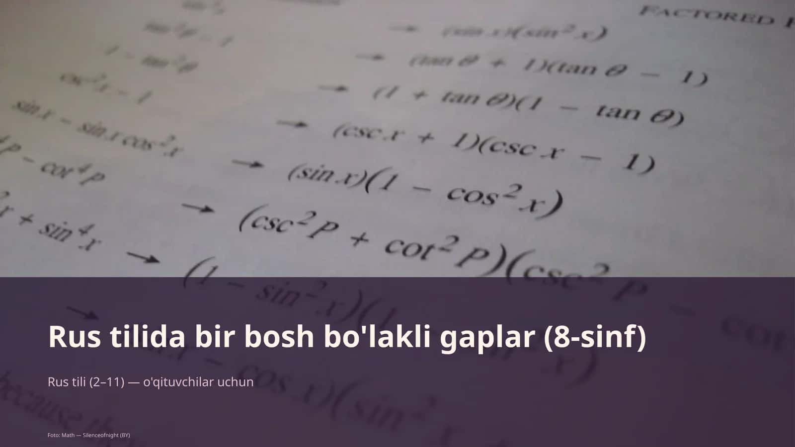 Rus tilida bir bosh bo'lakli gaplar (8-sinf) 1