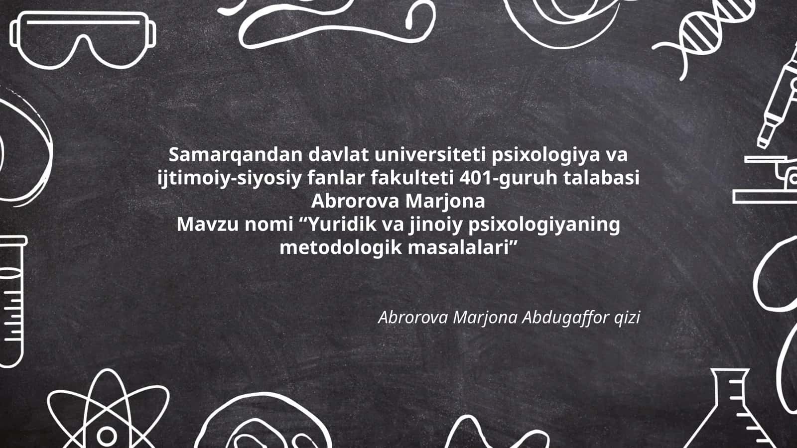 Yuridik va jinoiy psixologiyaning metodologik masalalari 1
