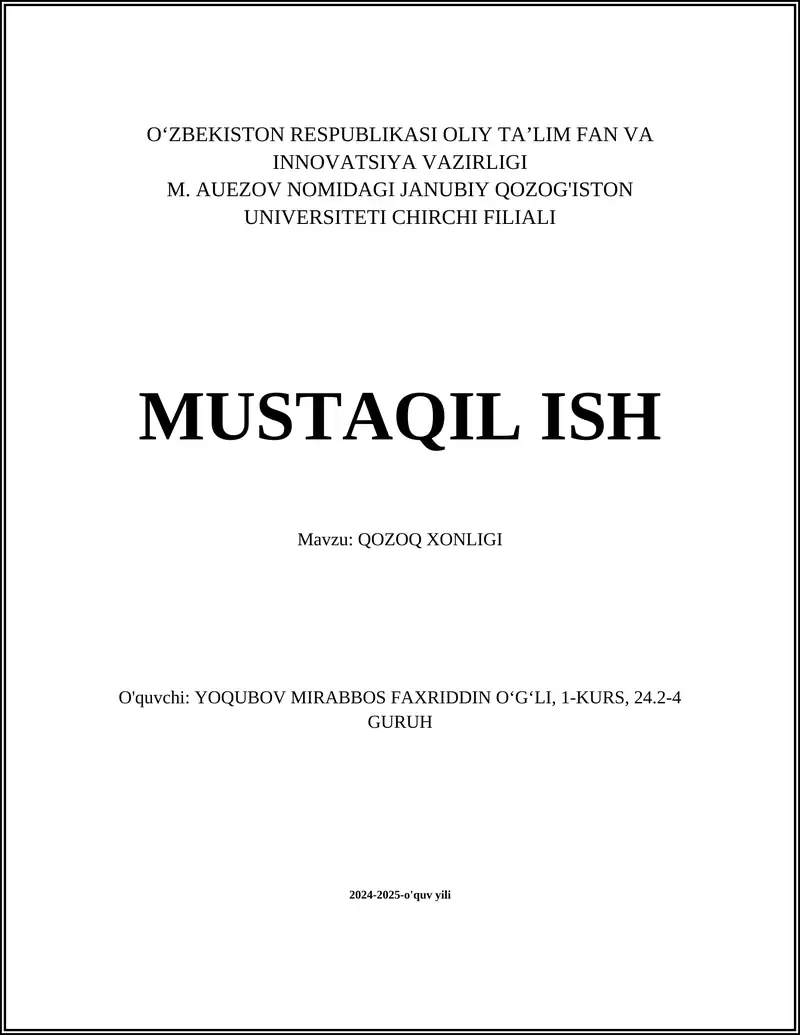 QOZOQ XONLIGI 1