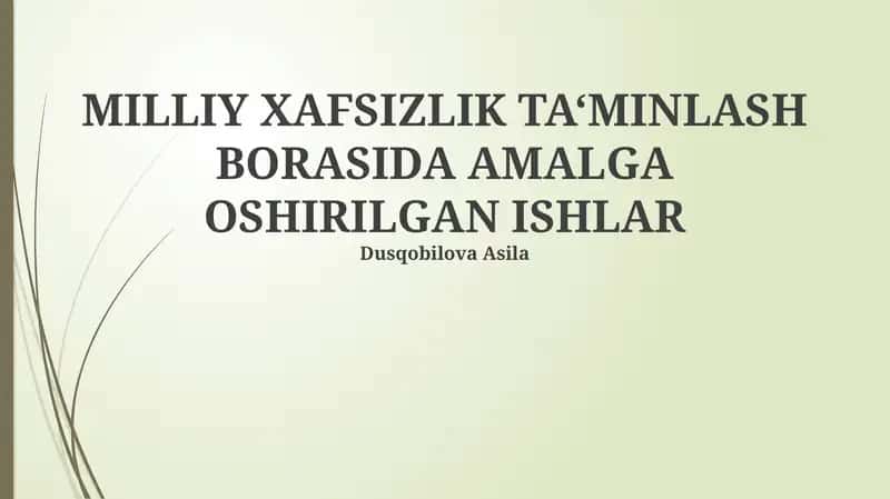 Milliy Xafsizlik Ta'minlash Borasida Amalga Oshirilgan Ishlar 1