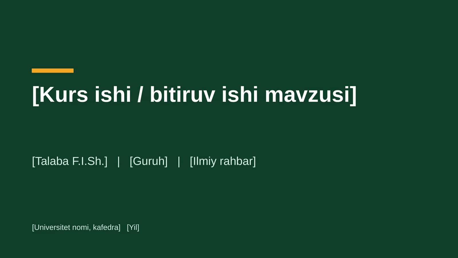 Kurs ishi / bitiruv ishi mavzusi 1