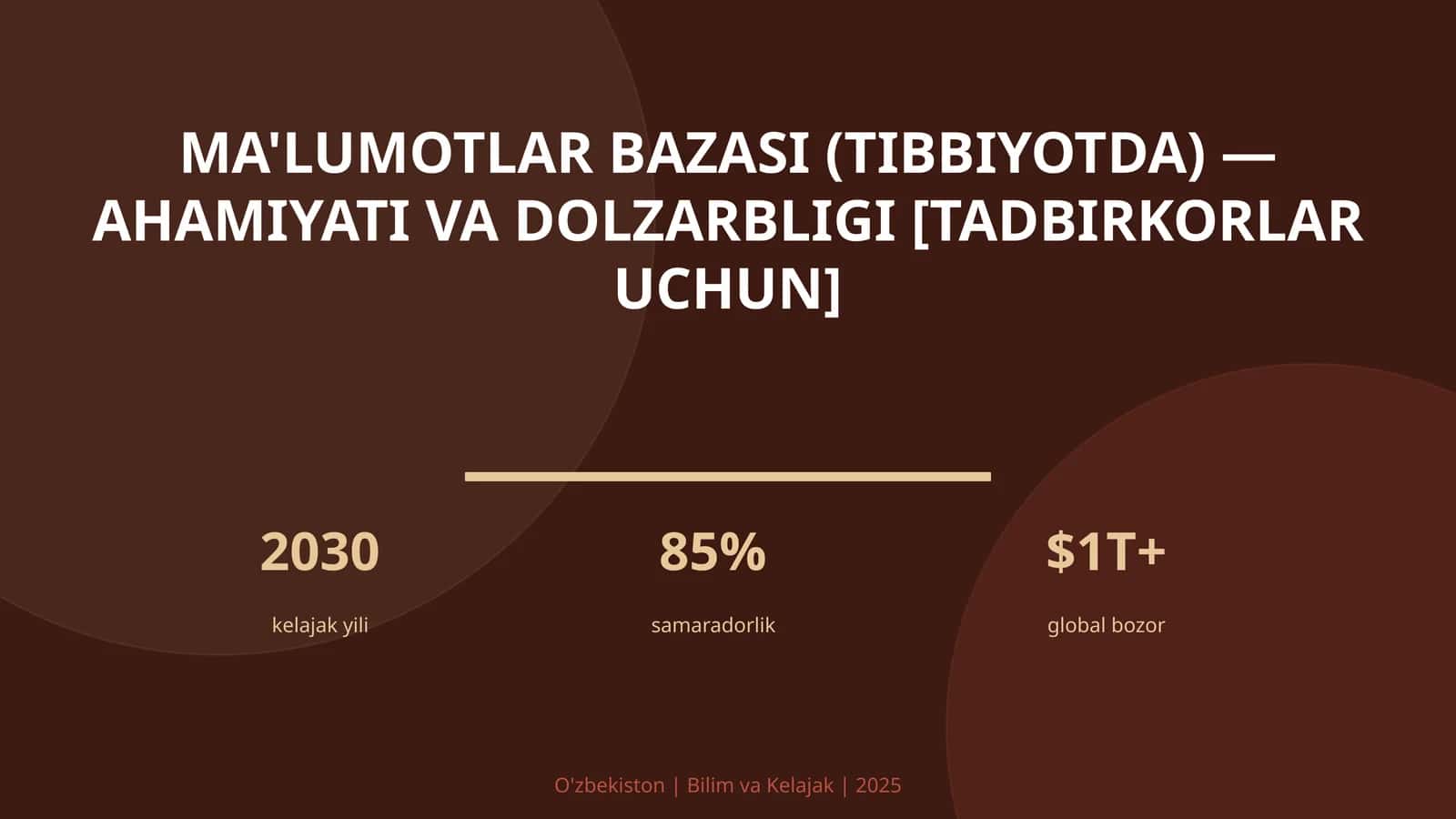 Ma'lumotlar bazasi (Tibbiyotda) — Ahamiyati va dolzarbligi [Tadbirkorlar uchun] 1