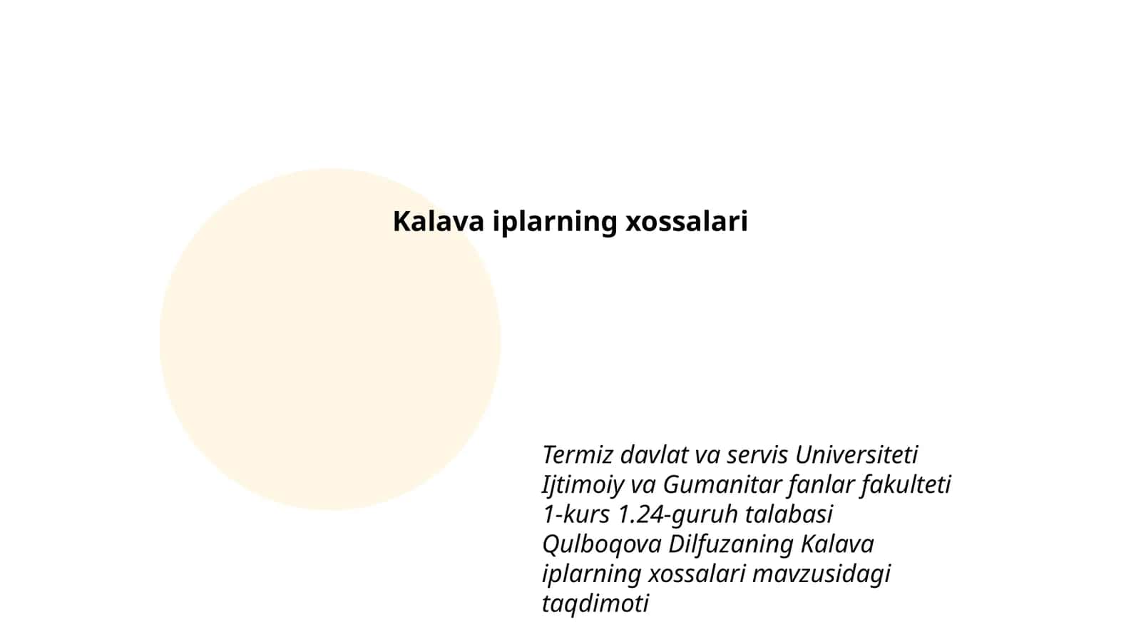 Kalava iplarning xossalari 1