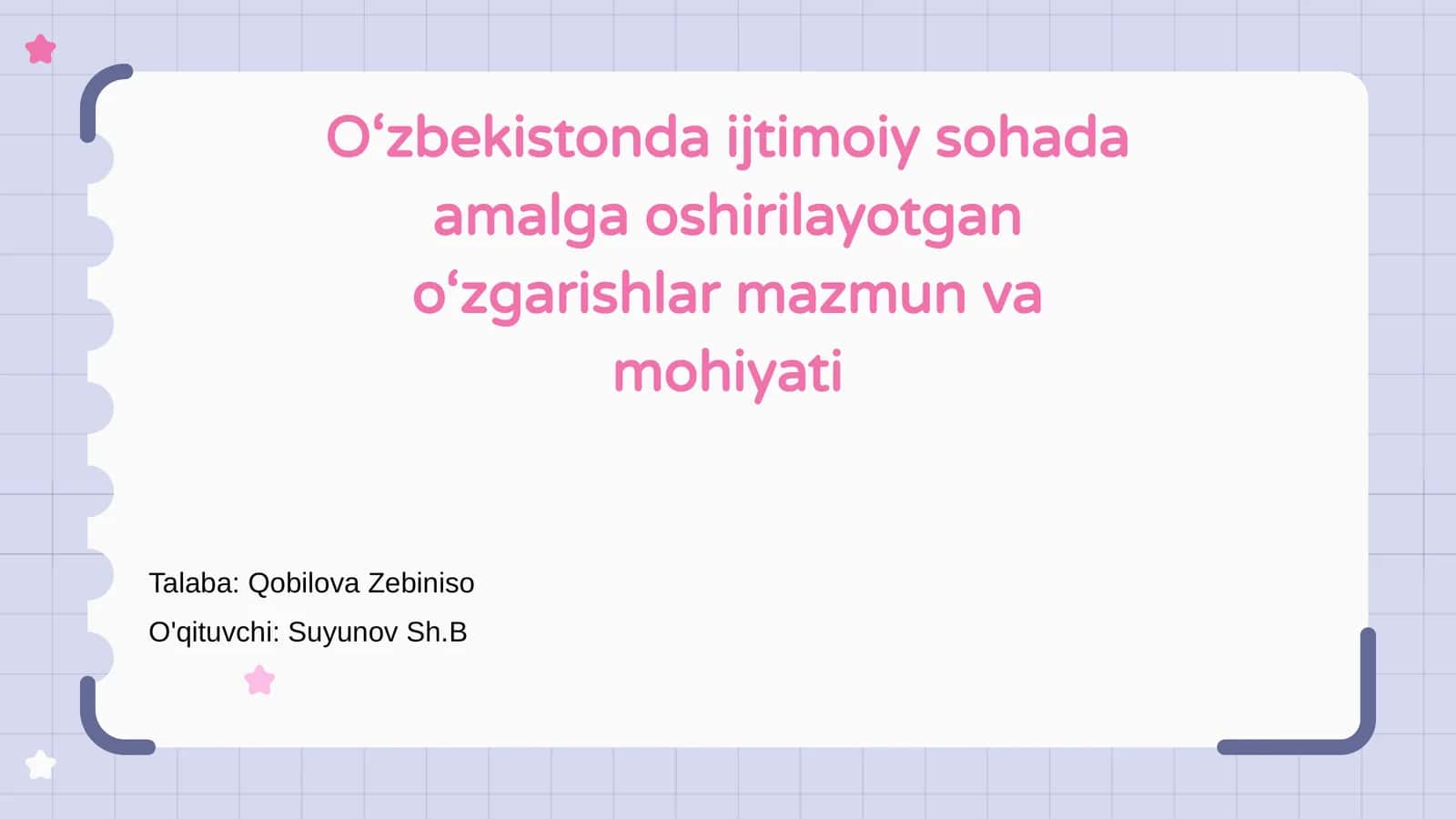 O'zbekistonda ijtimoiy sohada amalga oshirilayotgan o'zgarishlar mazmun va mohiyati 1