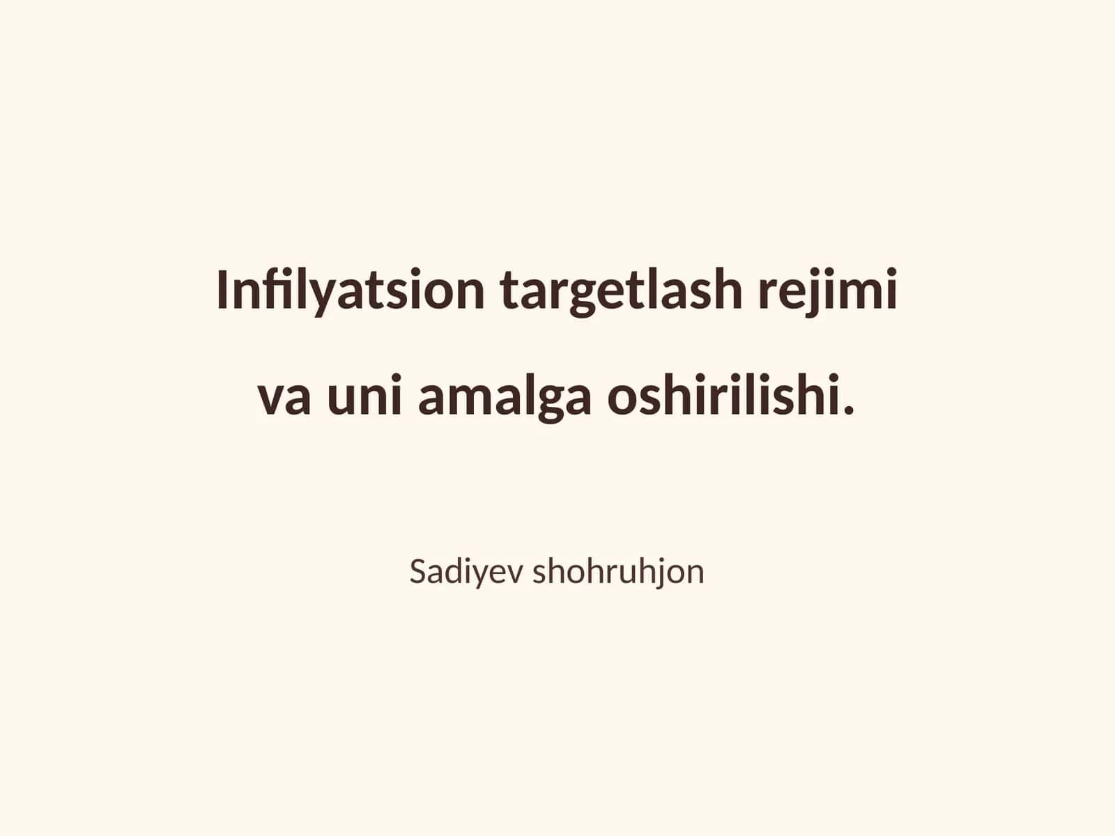 Infilyatsion targetlash rejimi va uni amalga oshirilishi 1