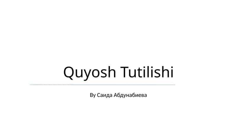 Quyosh Tutilishi 1