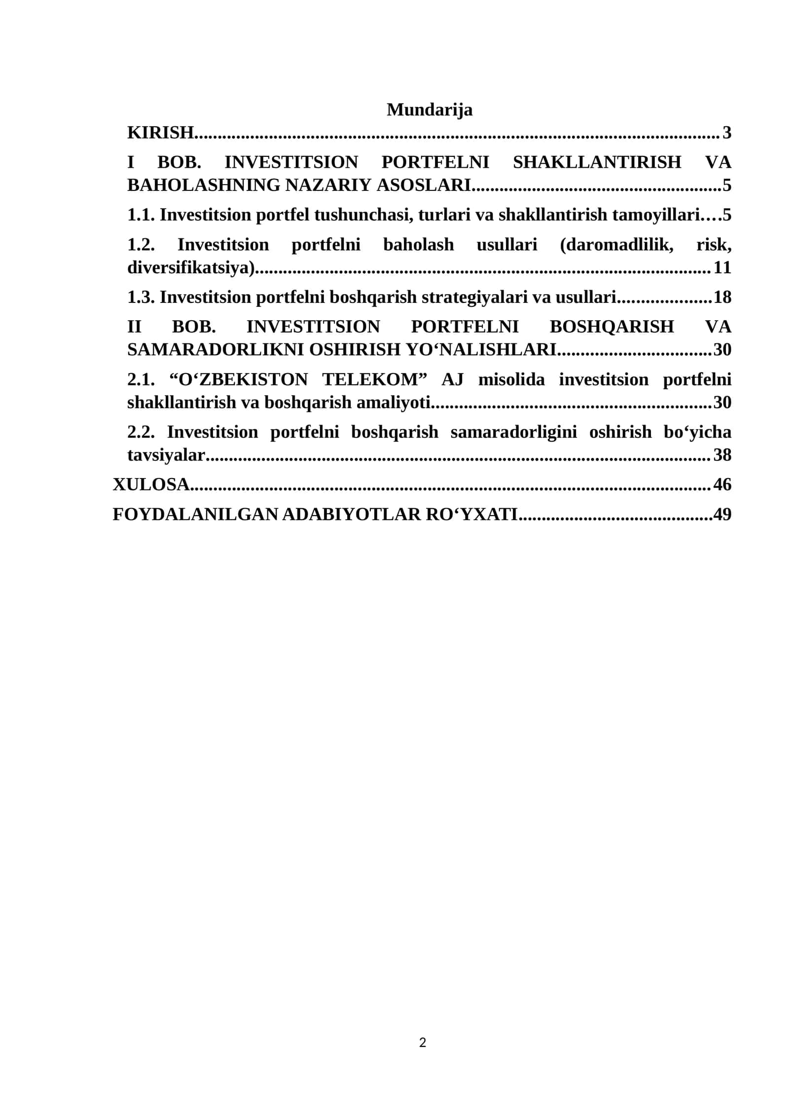 Mavzu: INVESTITSION PORTFELNI SHAKLLANTIRISH VA BAHOLASHNING NAZARIY ASOSLARI 1