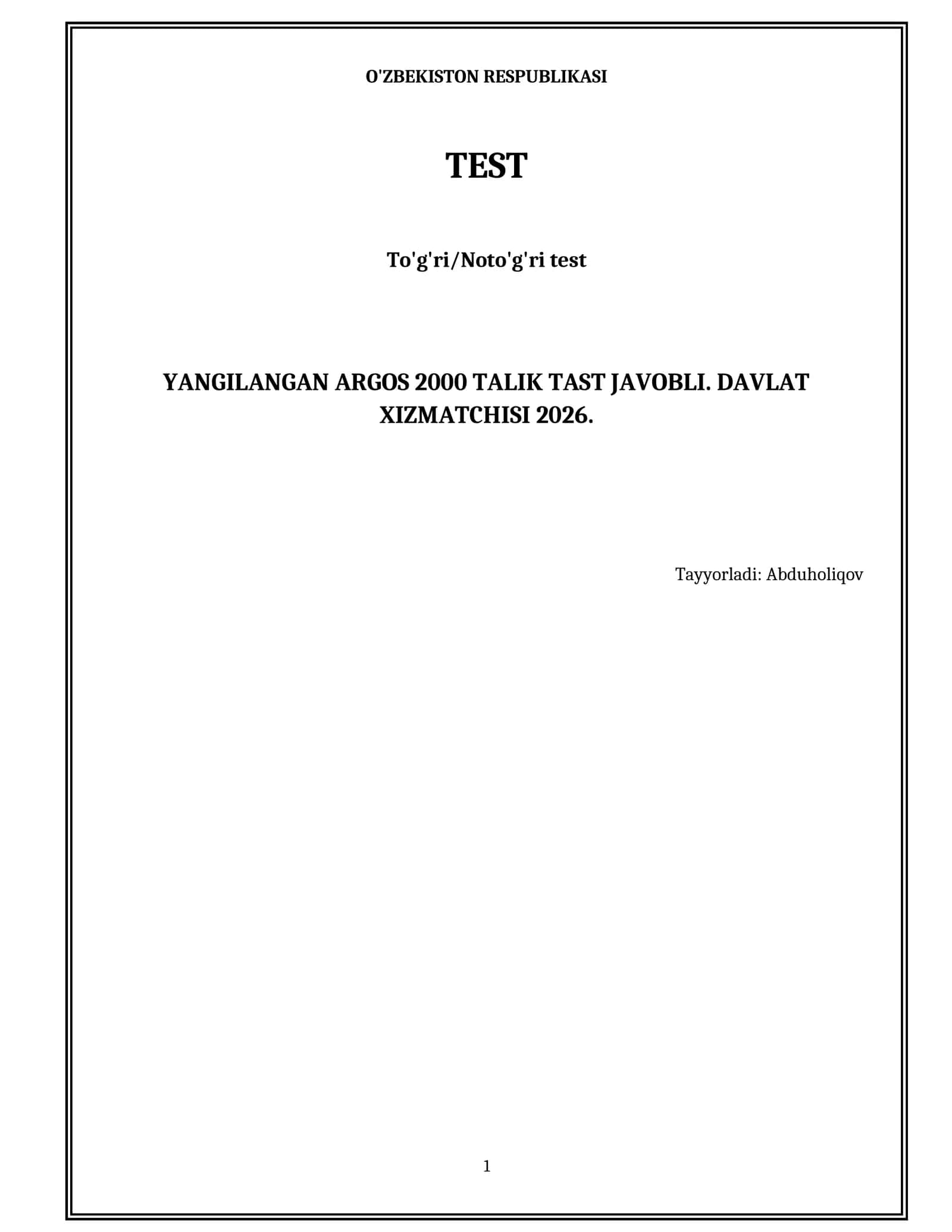 Yangilangan Argos 2000 talik test. 1