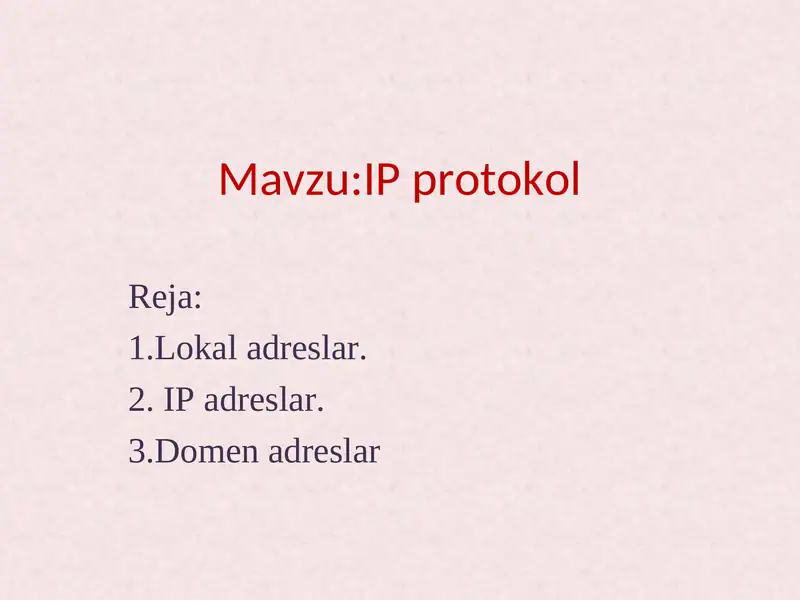 IP protokol 1