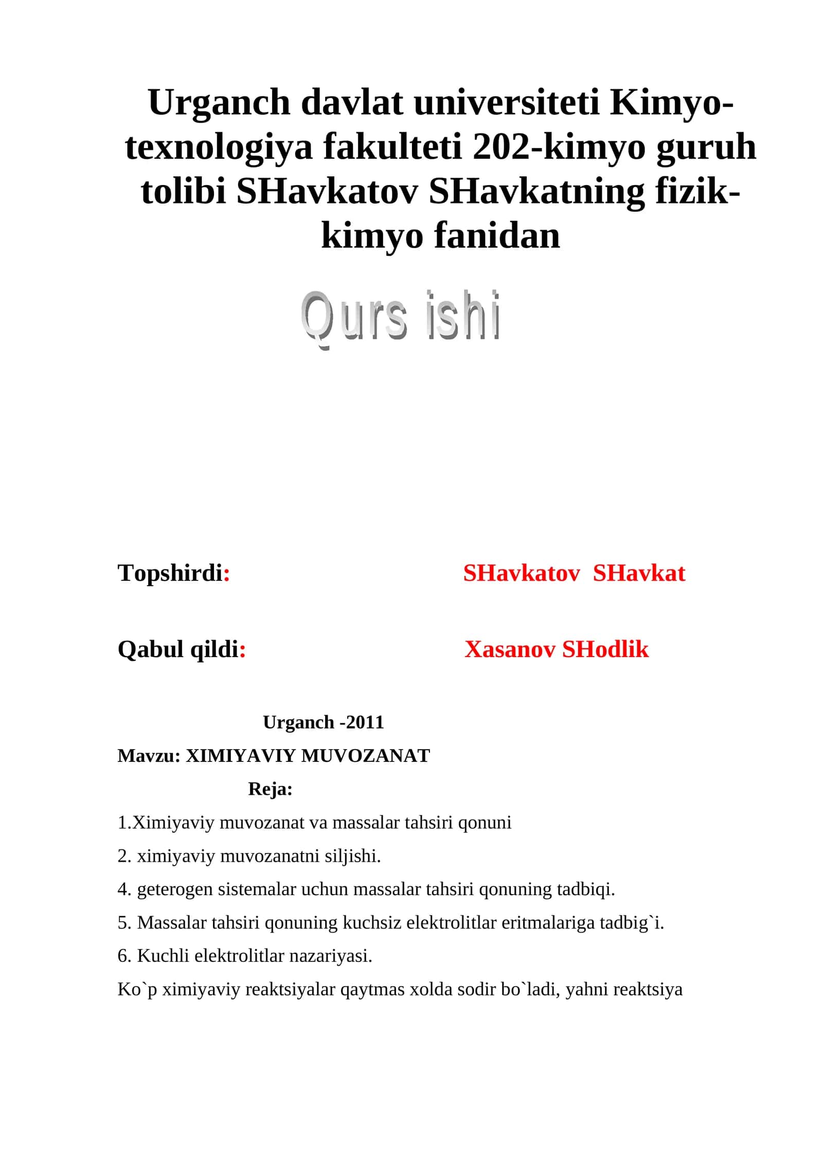 XIMIYAVIY MUVОZАNАT 1