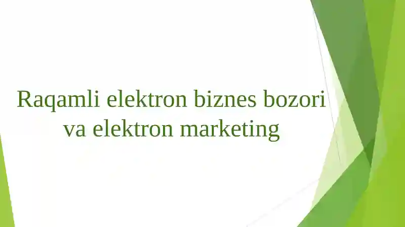 Raqamli elektron biznes bozori va elektron marketing