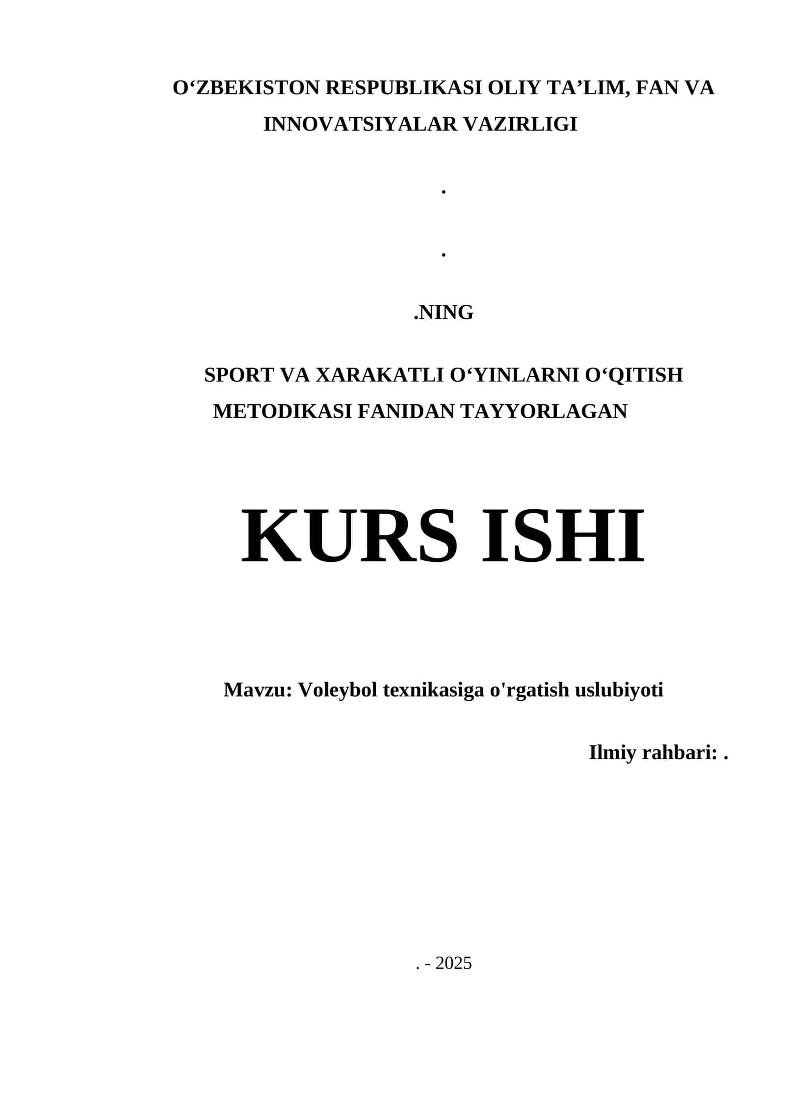 Voleybol texnikasiga o'rgatish uslubiyoti 1