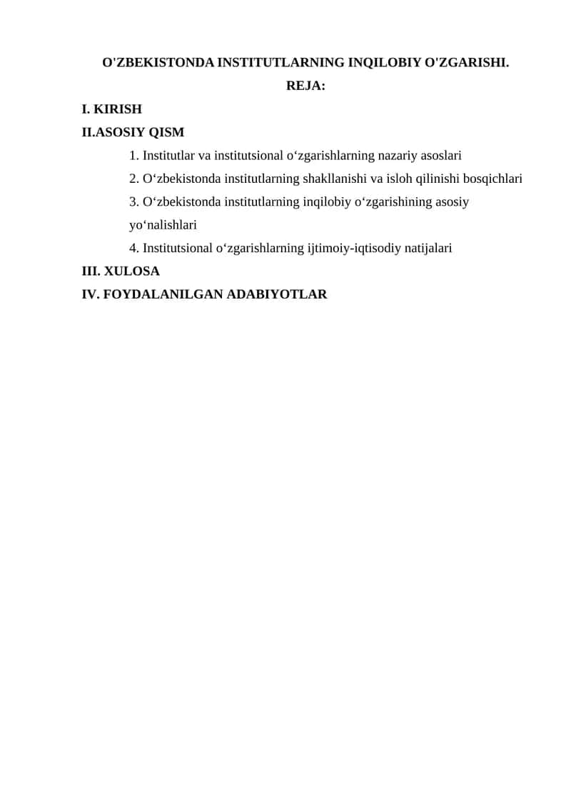 O'ZBEKISTONDA INSTITUTLARNING INQILOBIY O'ZGARISHI 1