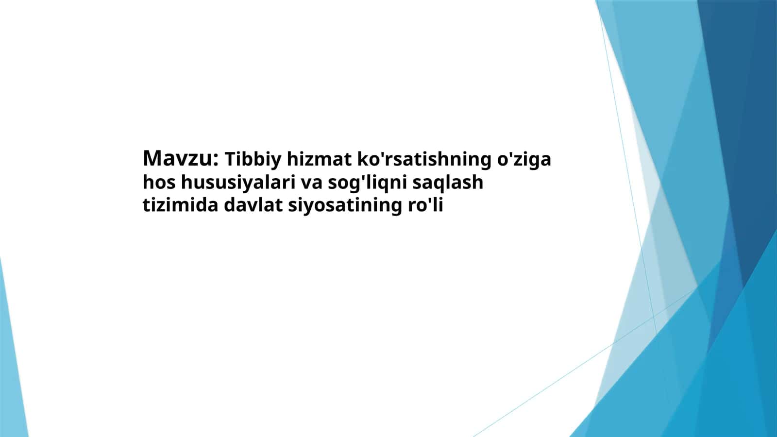 Tibbiy hizmat ko'rsatishning o'ziga hos hususiyalari 1