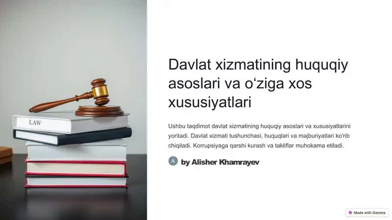 Davlat xizmatining huquqiy asoslari va oʻziga xos xususiyatlari 1