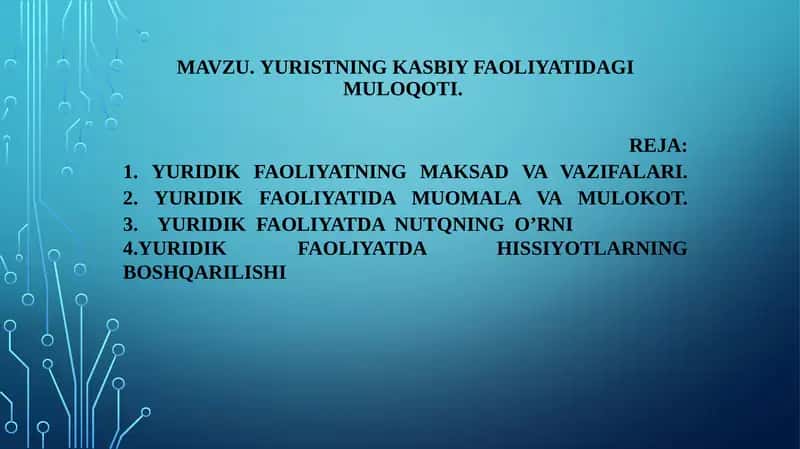 Yuristning kasbiy faoliyatida muloqot 1