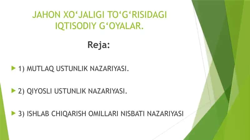 JAHON XO‘JALIGI TO‘G‘RISIDAGI IQTISODIY G‘OYALAR 1