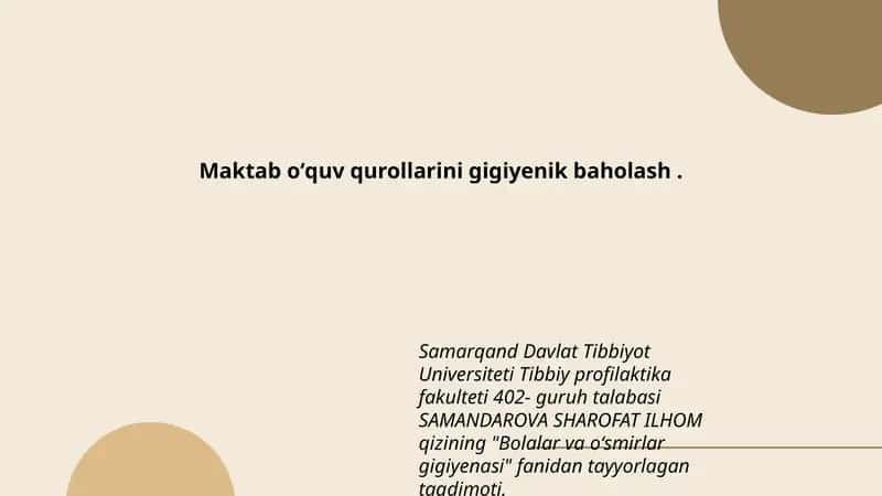 Bolalar va oʻsmirlar gigiyenasi 1