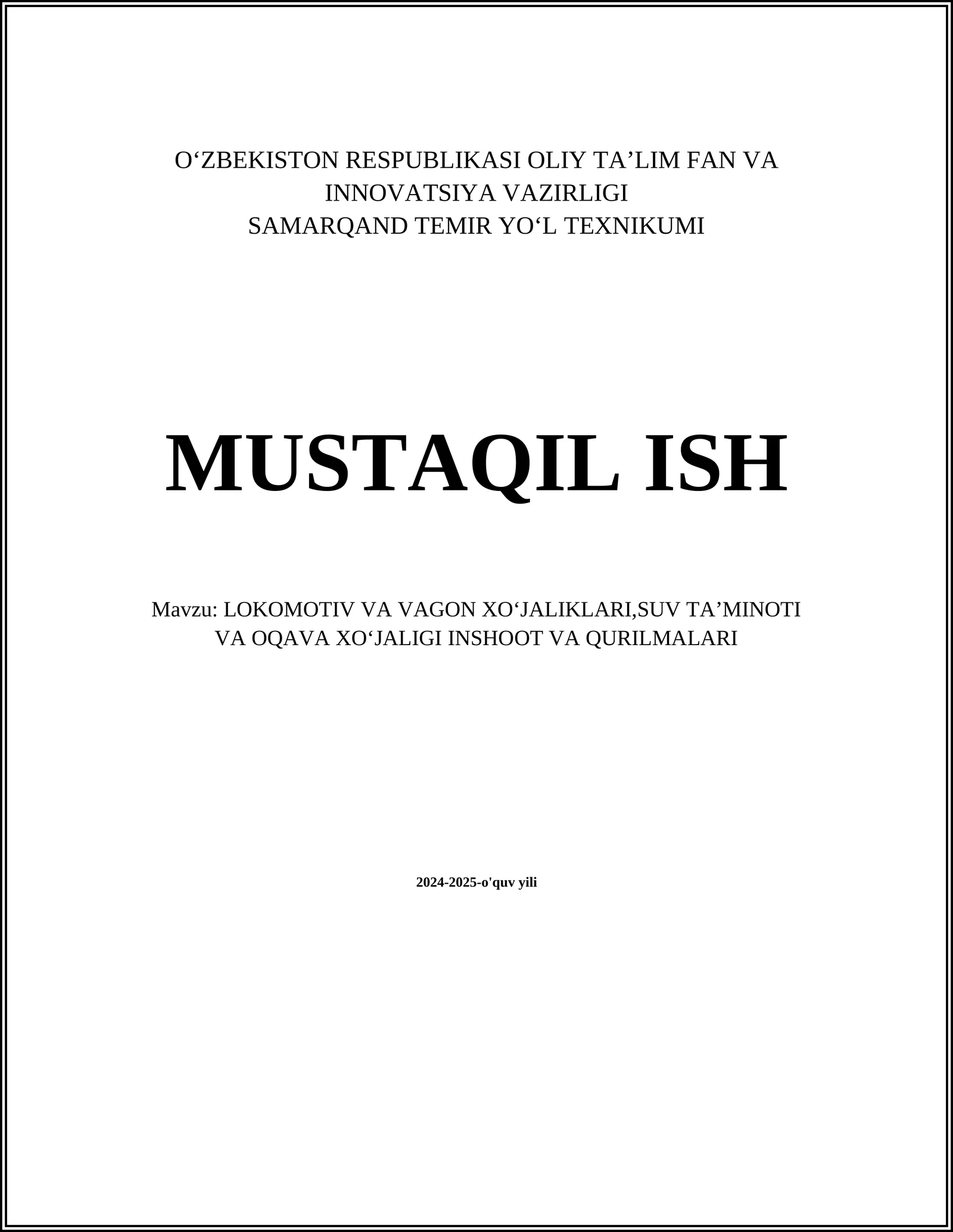 Lokomotivlar turlari va ularning texnik xususiyatlari 1
