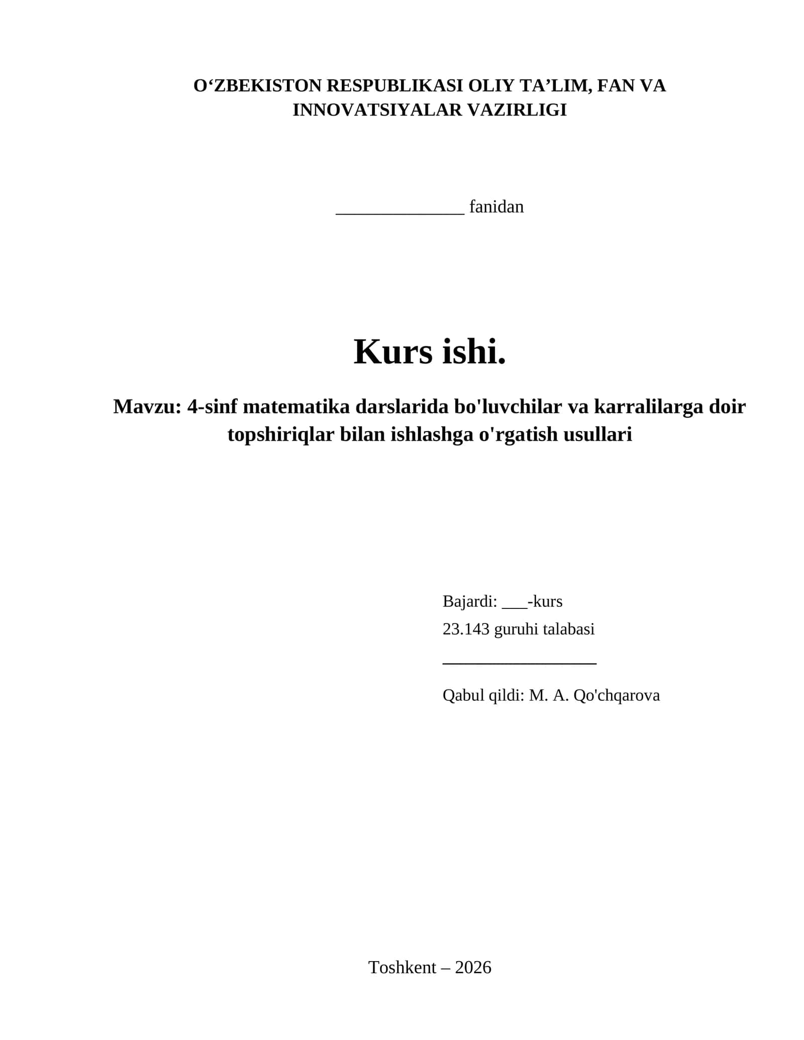 4-sinf matematika darslarida bo'luvchilar va karralilarga doir topshiriqlar bilan ishlashga o'rgatish usullari 1