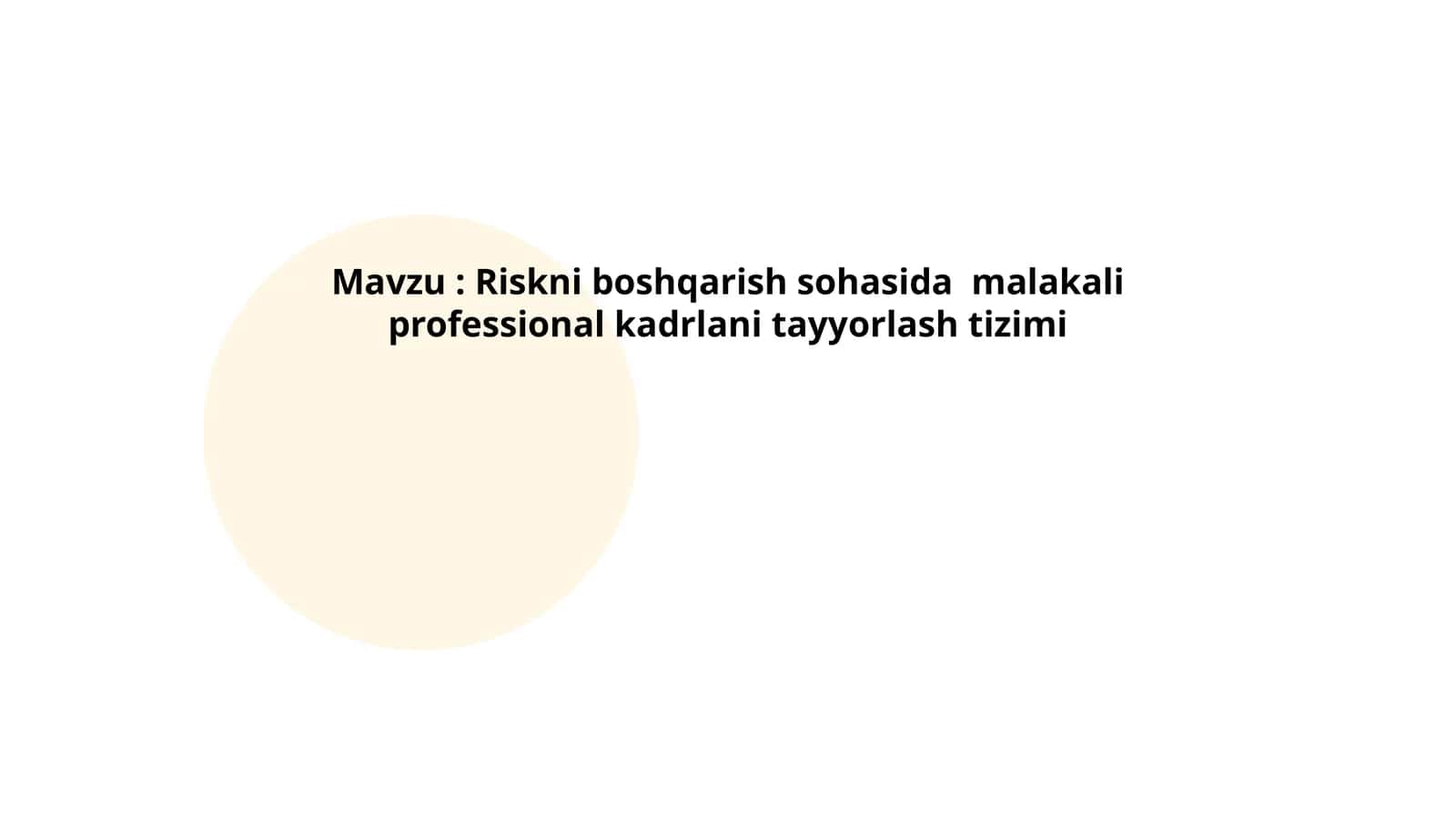 Riskni boshqarish sohasida malakali professional kadrlani tayyorlash tizimi 1