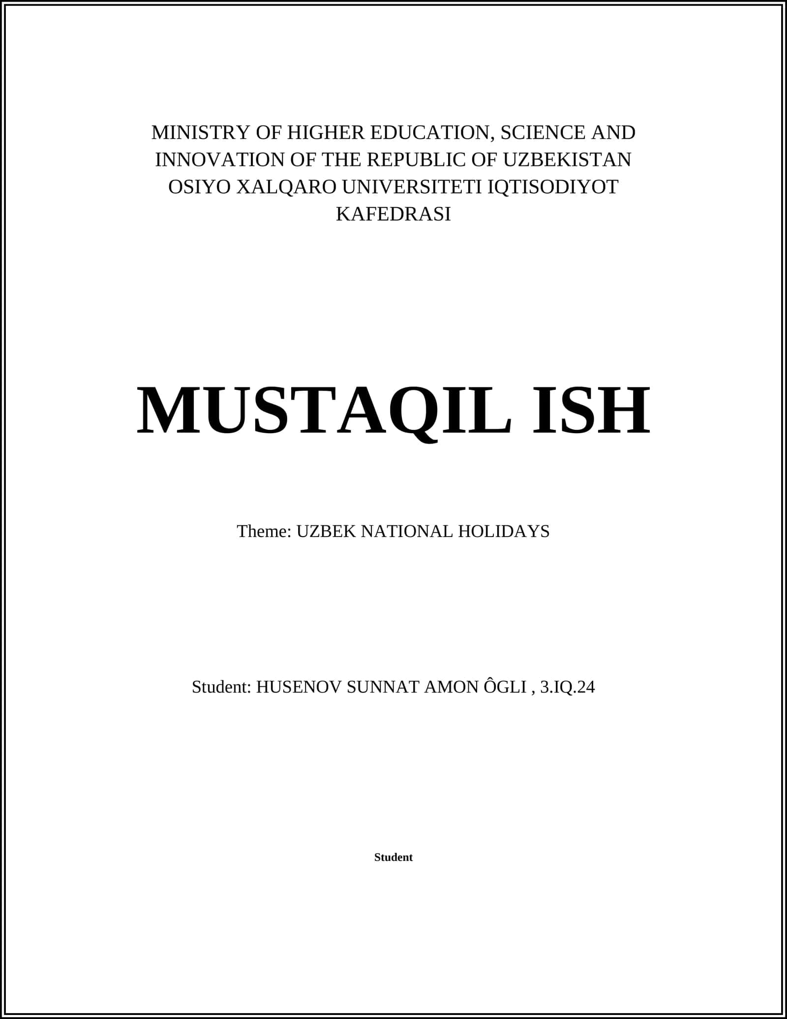 UZBEK NATIONAL HOLIDAYS 1
