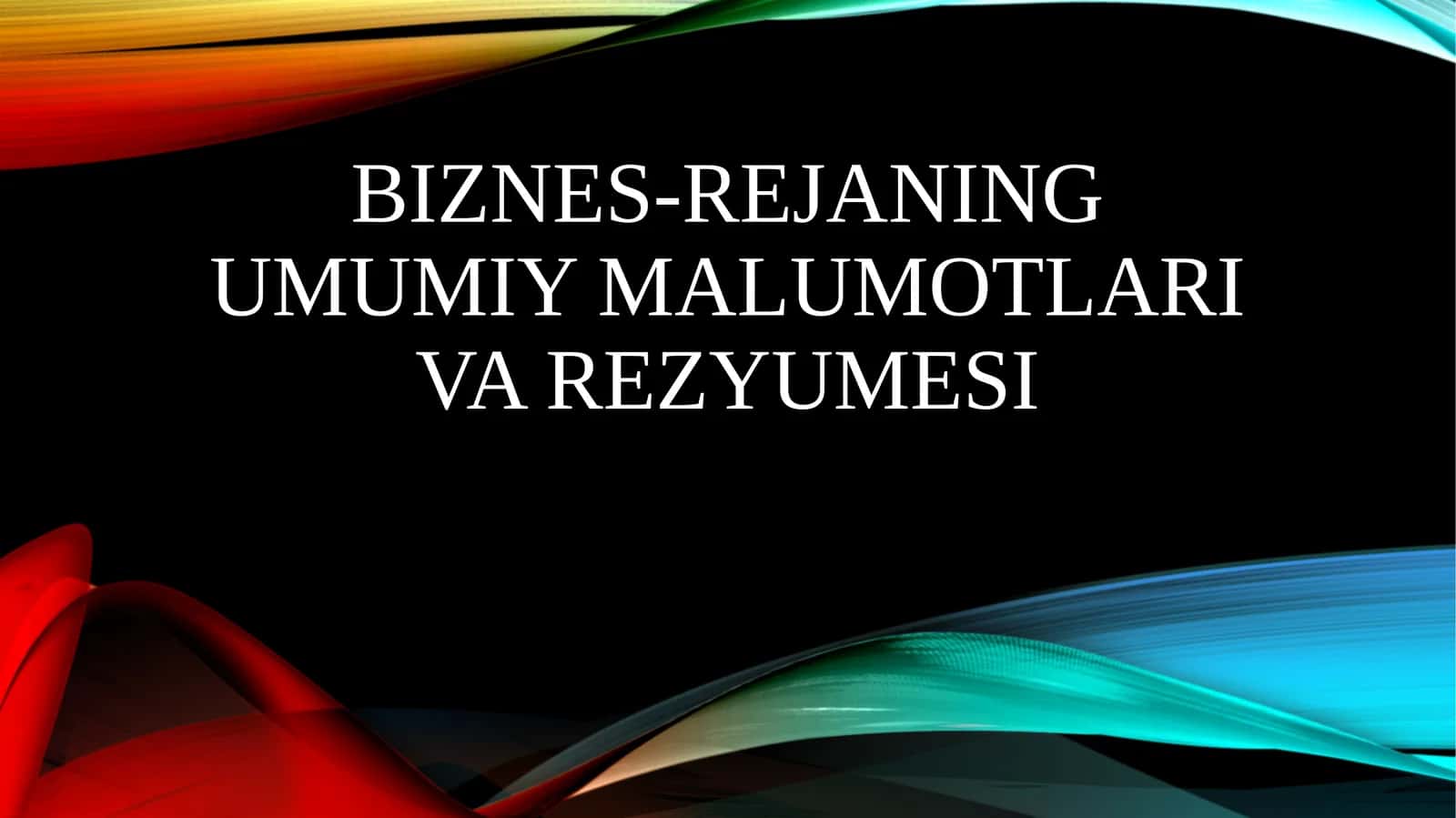 Biznes-rejaning umumiy ma'lumotlari va rezyumesi 1