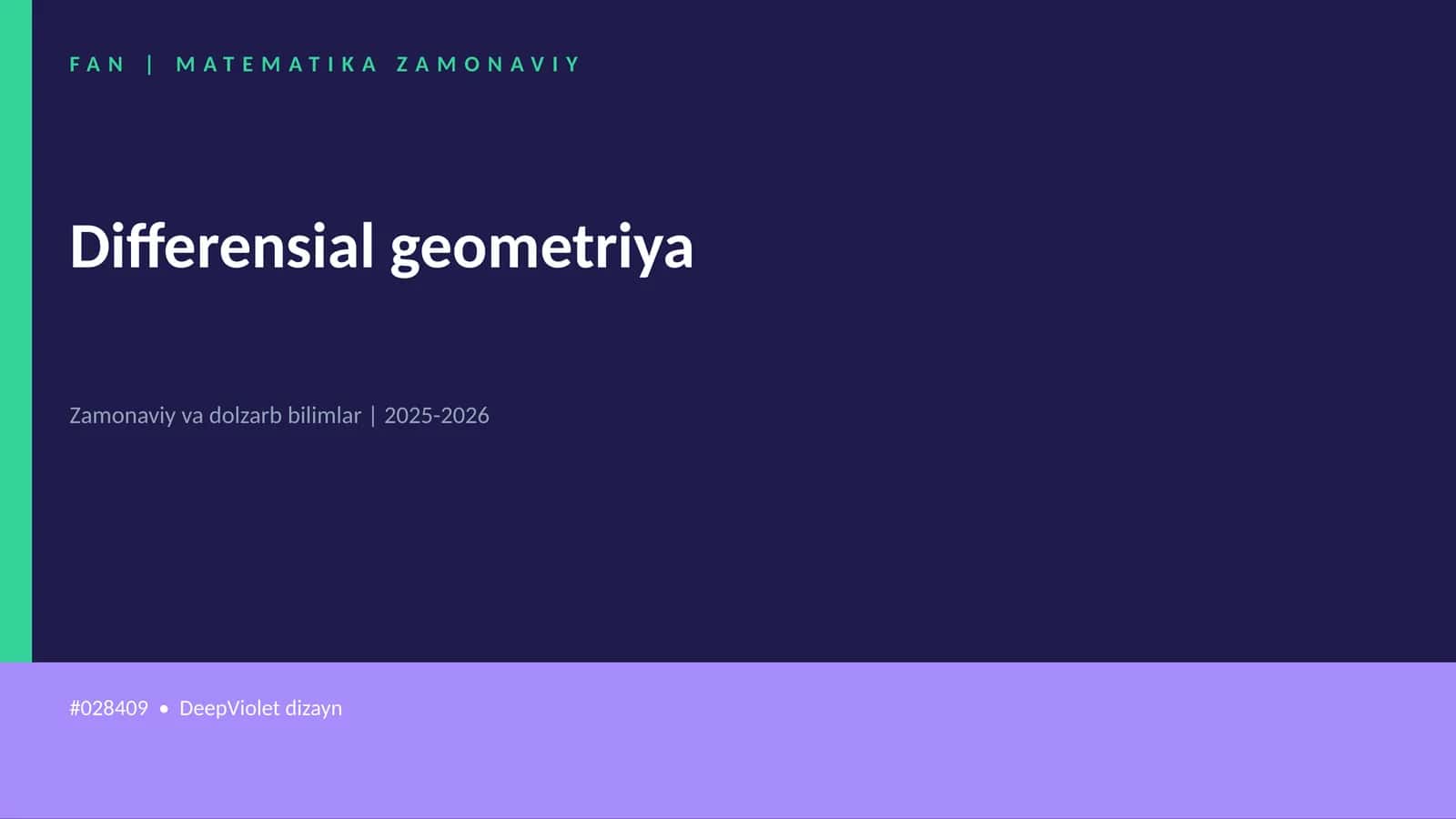 Differensial geometriya 1