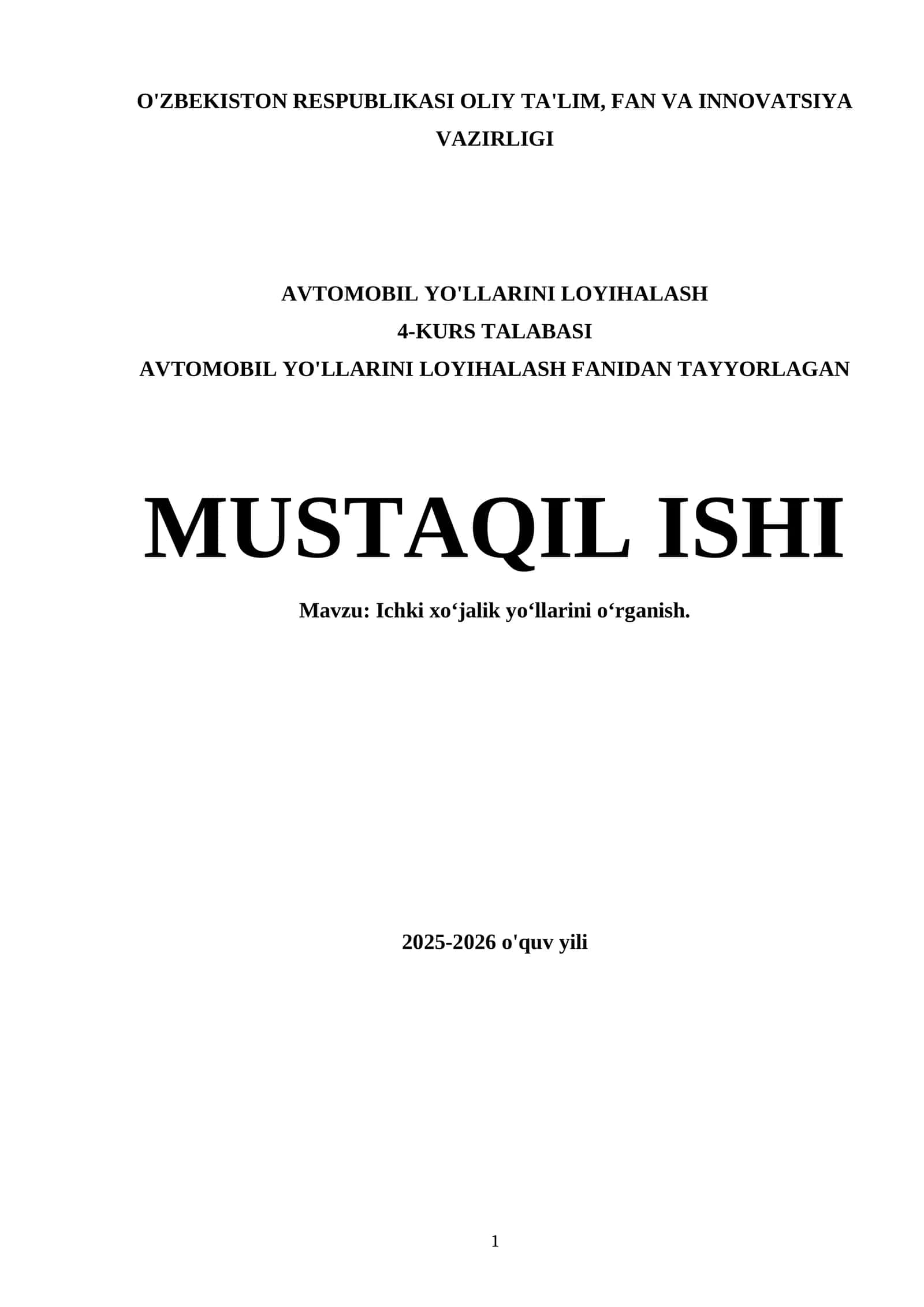 Ichki xo‘jalik yo‘llarini o‘rganish 1