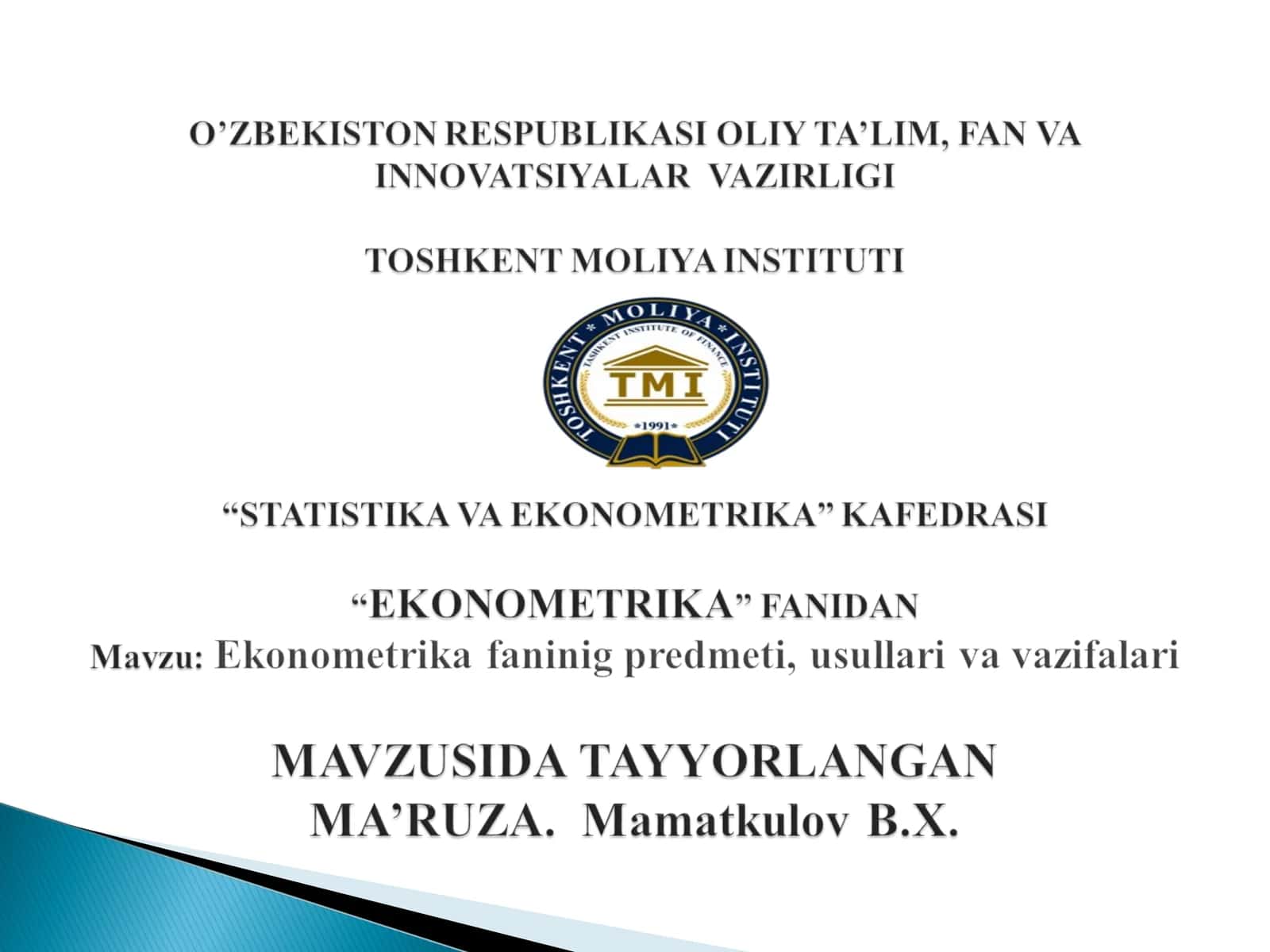 Ekonometrikaga kirish 1