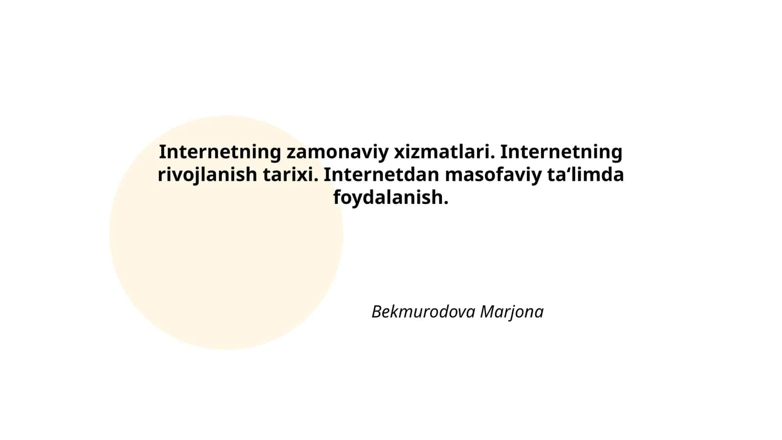 Internetning zamonaviy xizmatlari 1