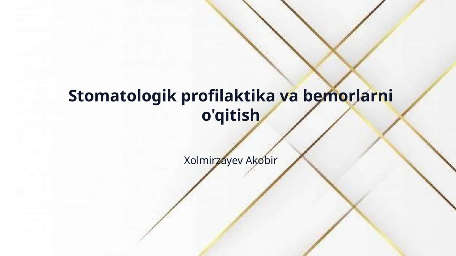 Stomatologik profilaktika va bemorlarni o'qitish 1