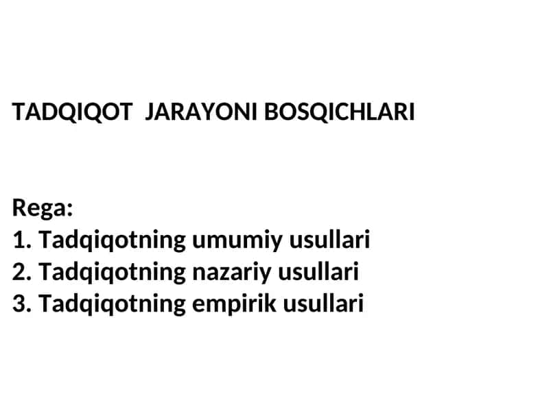 TADQIQOT JARAYONI BOSQICHLARI 1