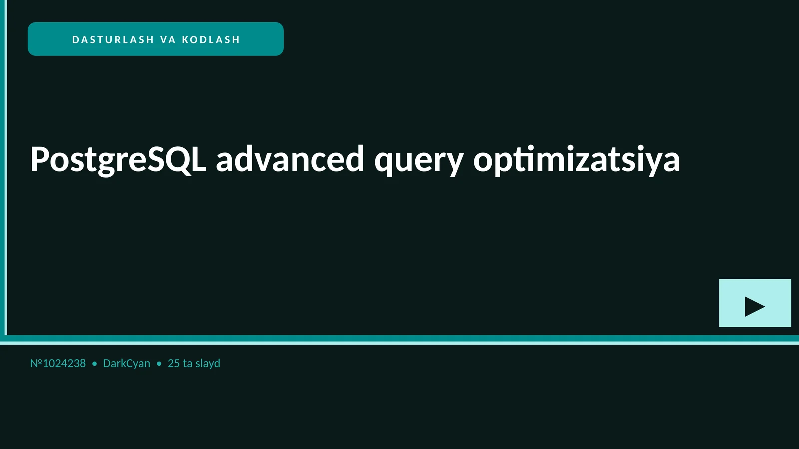 PostgreSQL advanced query optimizatsiya 1