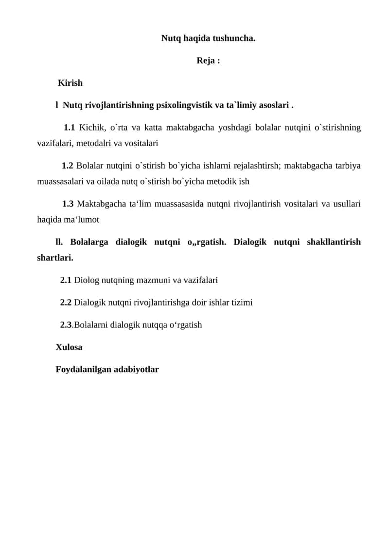 Nutq rivojlantirishning psixolingvistik va ta`limiy asoslari 1