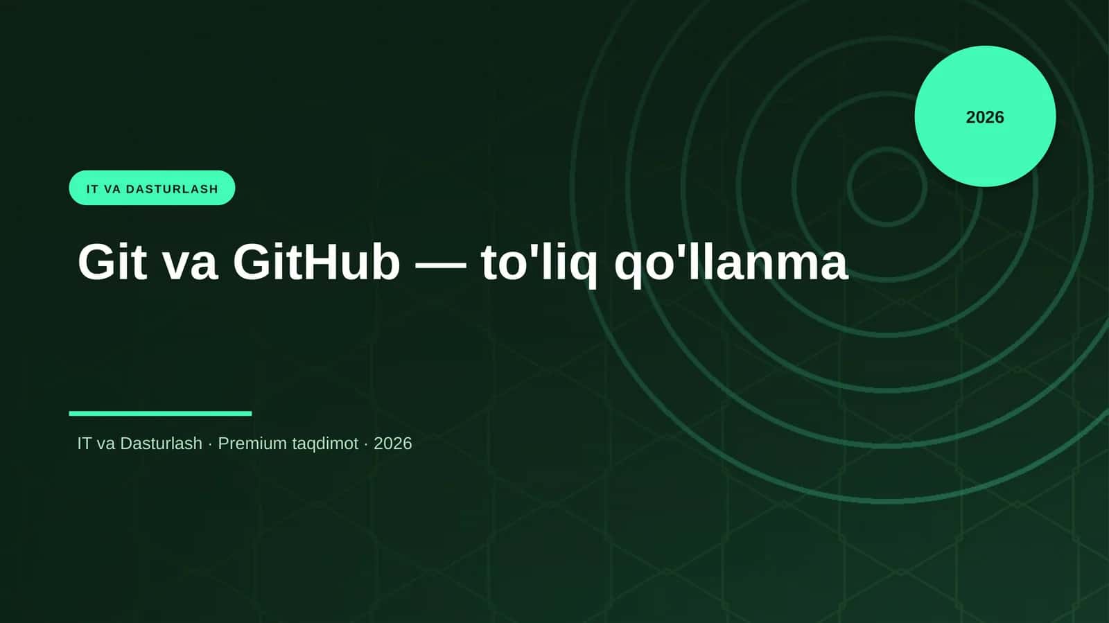 Git va GitHub — to'liq qo'llanma 1