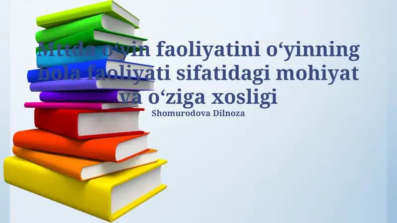 O'yin faoliyatini tashkil etish va unga rahbarlik qilish 1