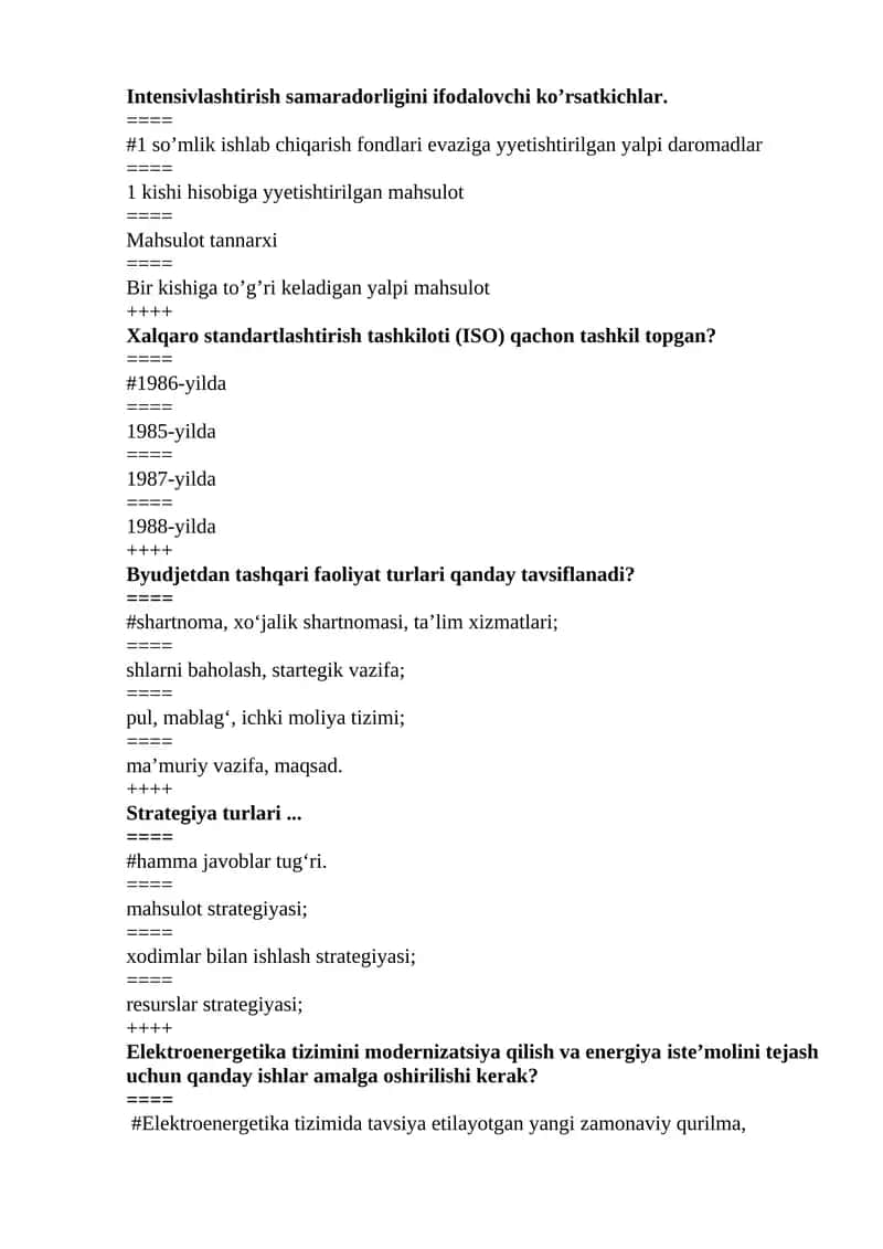 Intensivlashtirish samaradorligini ifodalovchi ko’rsatkichlar 1