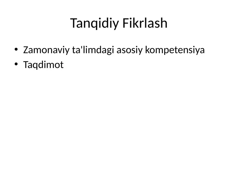 Tanqidiy Fikrlash 1