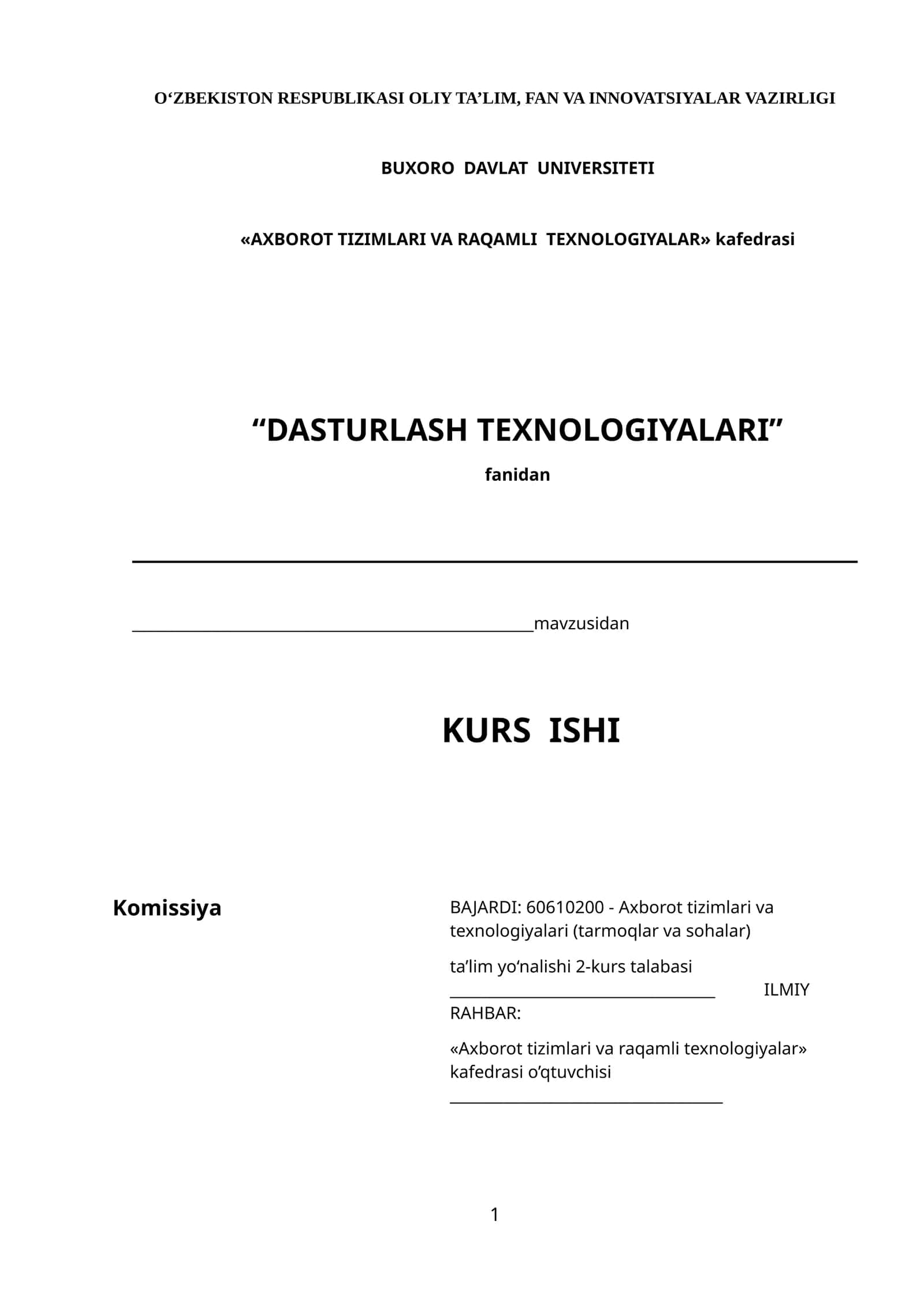 DASTURLASH TEXNOLOGIYALARI 1