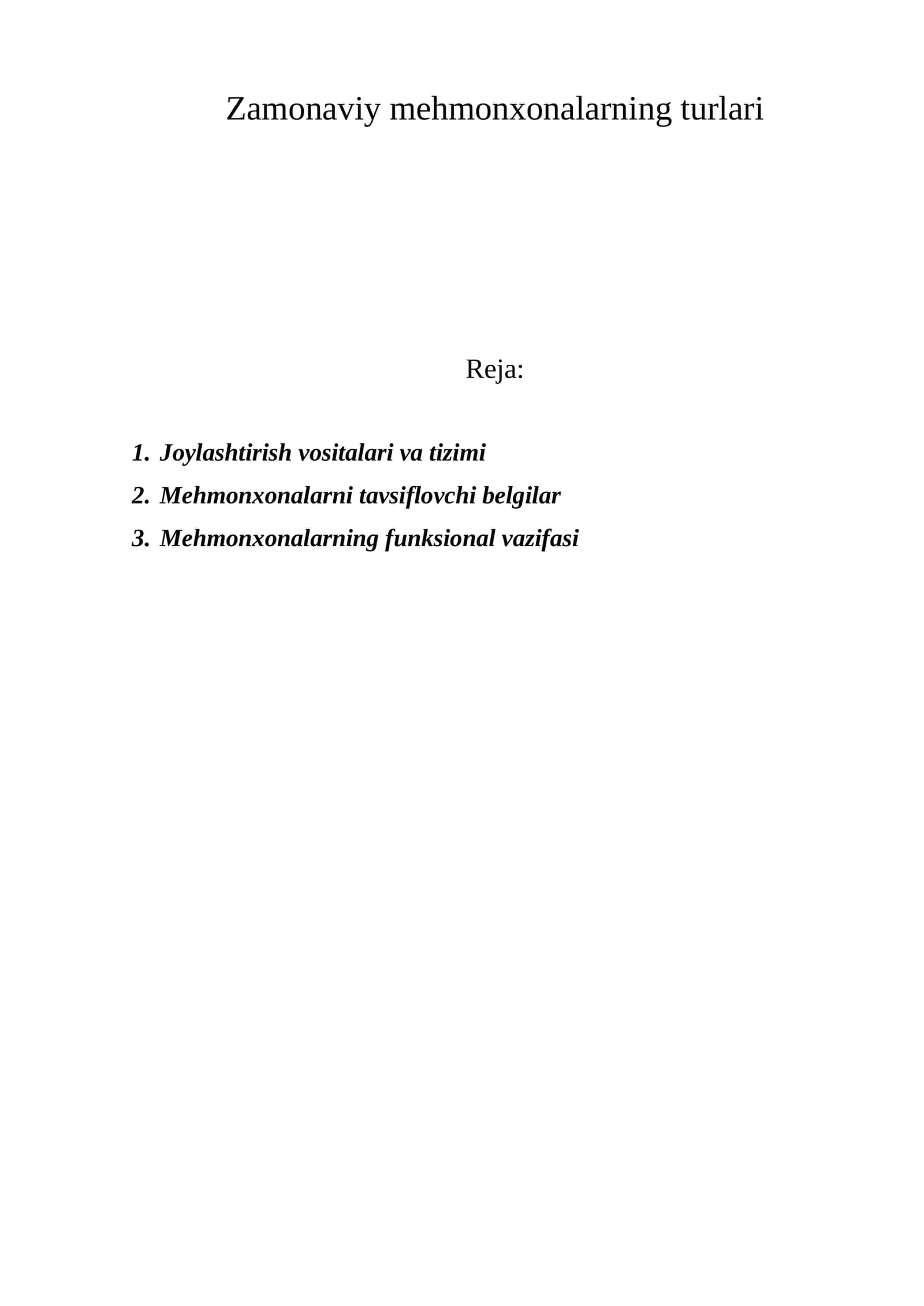 Zamonaviy mehmonxonalarning turlari 1