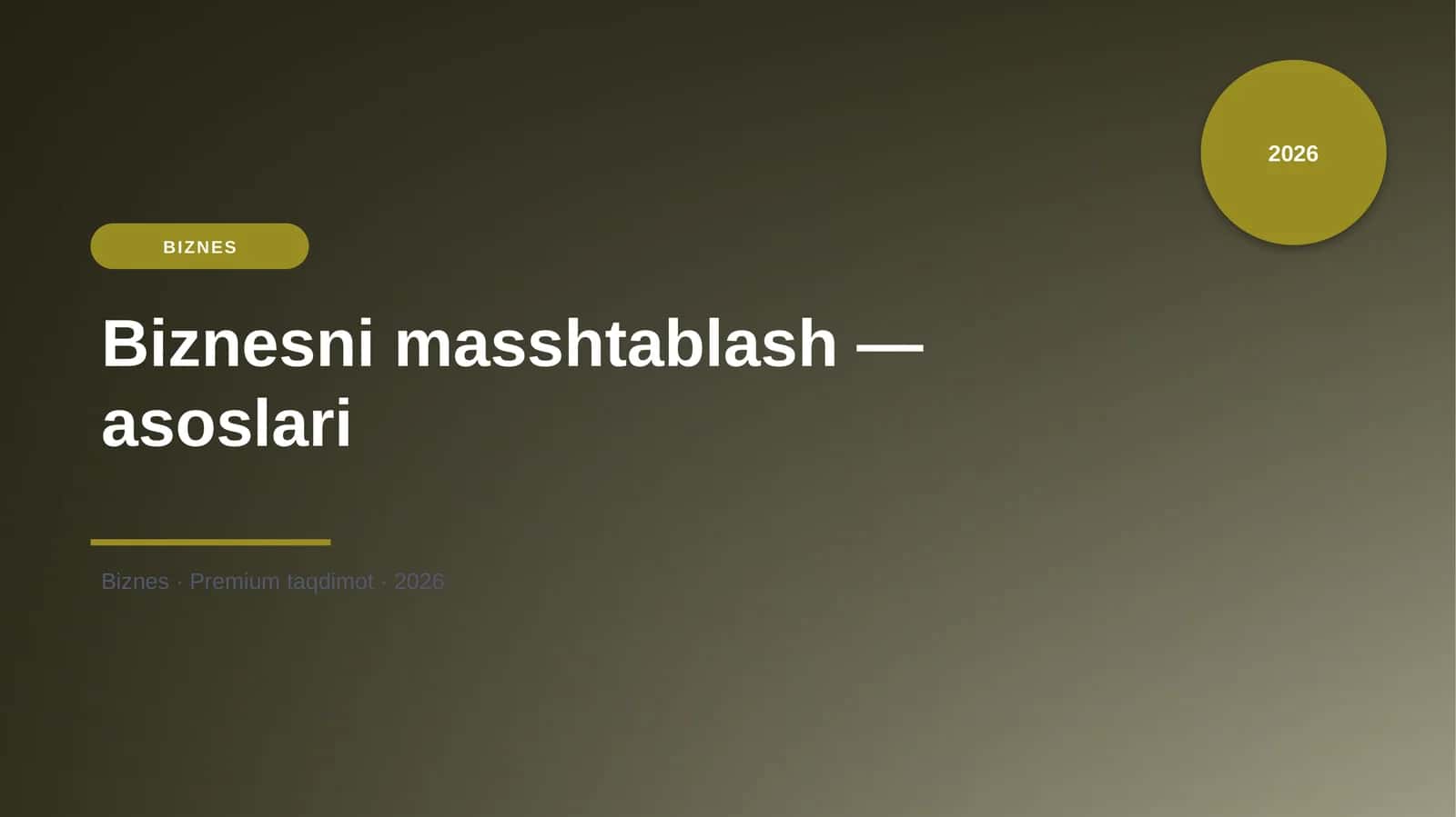 Biznesni masshtablash — asoslari 1