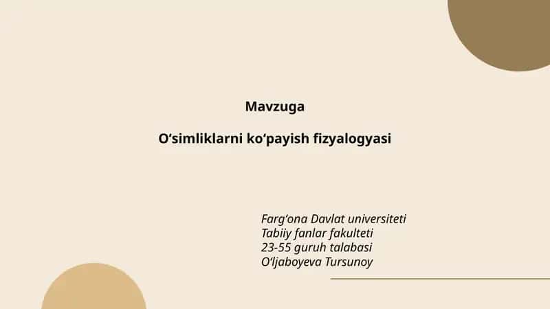 Oʻsimliklarni koʻpayish fizyalogyasi 1