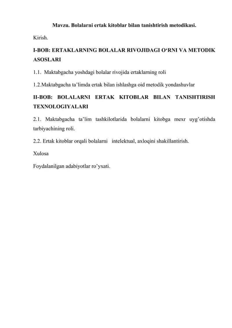 Bolalarni ertak kitoblar bilan tanishtirish metodikasi 1