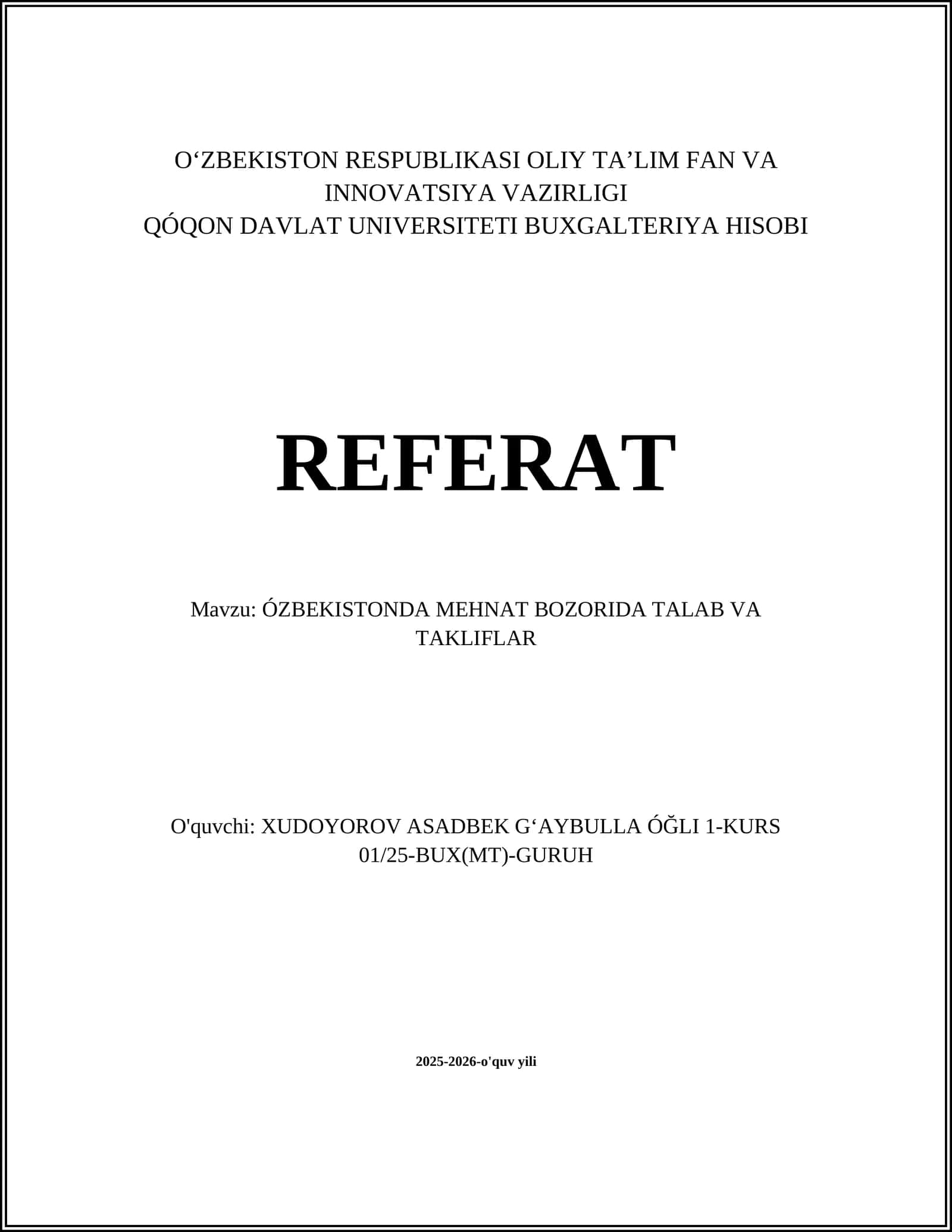 MEHNAT TALABI VA UNGA TAʼSIR ETUVCHI IQTISODIY OMILLAR 1